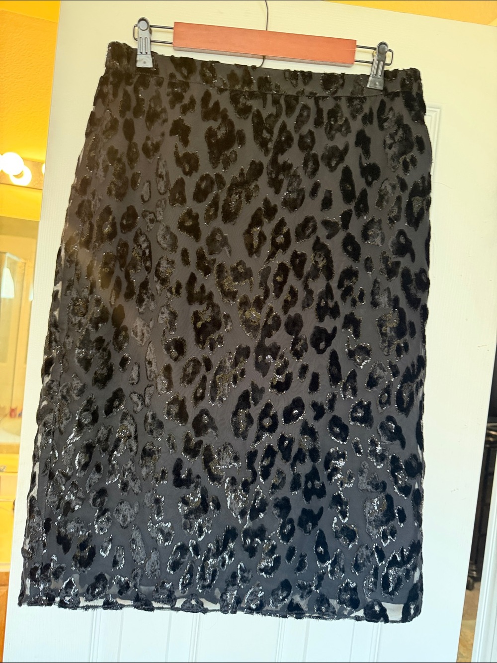 J. Crew Black Leopard-Print Pencil Skirt